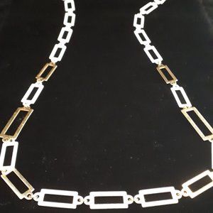 1970's White and Brass Mod Necklace